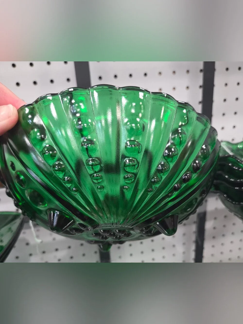 Vintage Anchor Hocking Glass Berry Serving Bowl, Burple Forest Green